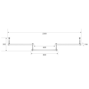 Полка с полкодержателями COFFEE SH3-ROD/BAR, белый, 2380х166х392 мм